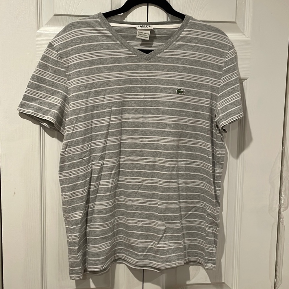 Lacoste Striped Shirt Size 5 Gray Striped